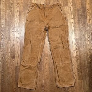 Carhartt B01-BRN Made in USA Loose Fit Duck Double Knee Dungaree Pants Mens 36